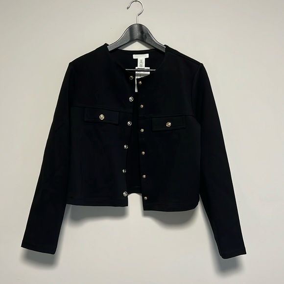 H&M black gold button jacket sz medium new - Picture 2 of 5